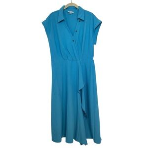 NWT Calvin Klein Faux Wrap Dress Sz 14 Blue